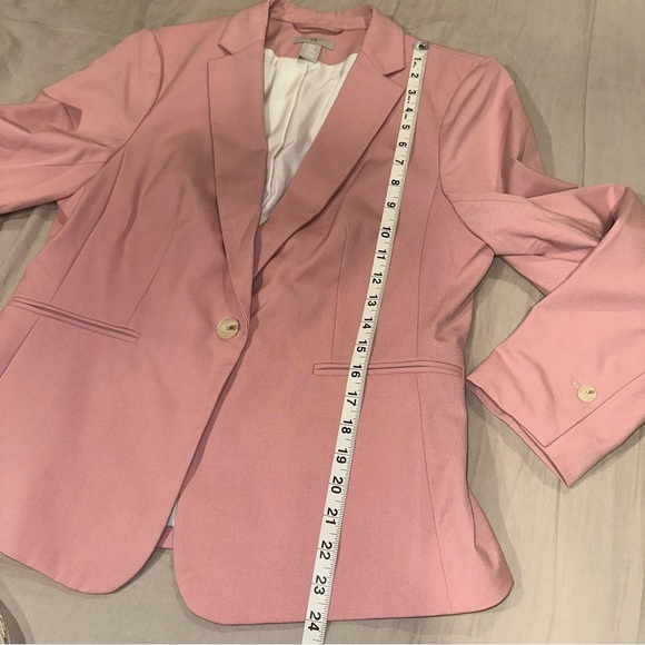 Women’s H&M Medium Pink Single Button Blazer Suit Jacket Business Professional - Picture 5 of 8